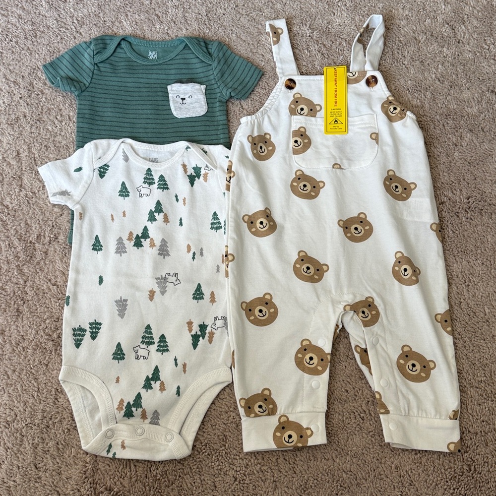 SHEIN Bear Summer Romper and Carters Onesie Bodysuits size 6-9 months